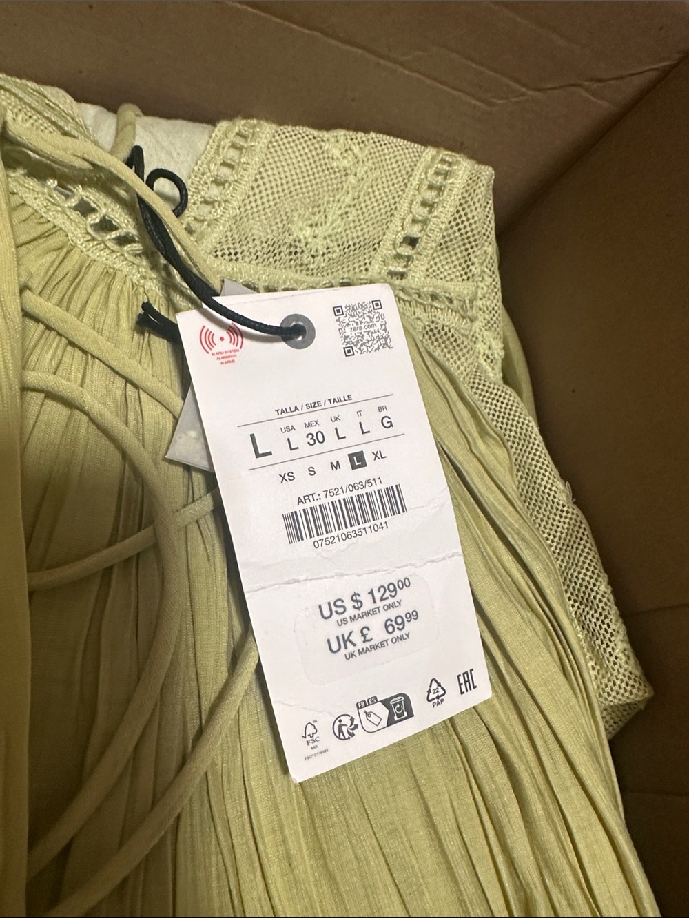 ZARA WOMAN SS26 PISTACHIO EMBROIDERED PLEATED DRESS ZW 7521/063/511 - Picture 9 of 16
